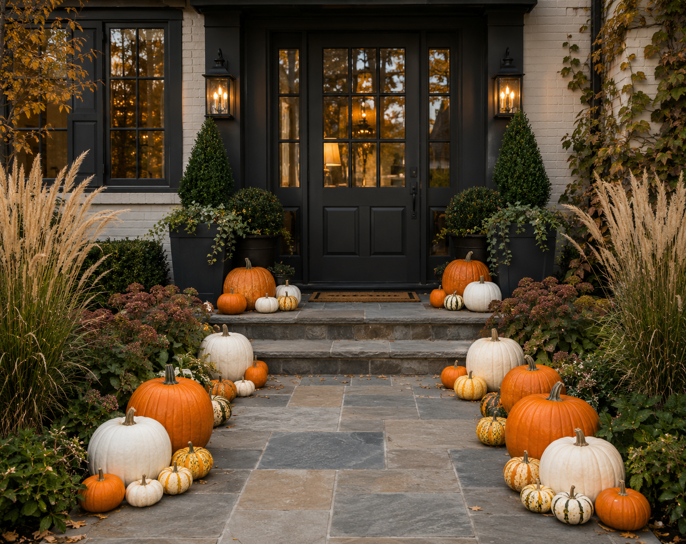 Front Step — Bertog porch pumpkin display